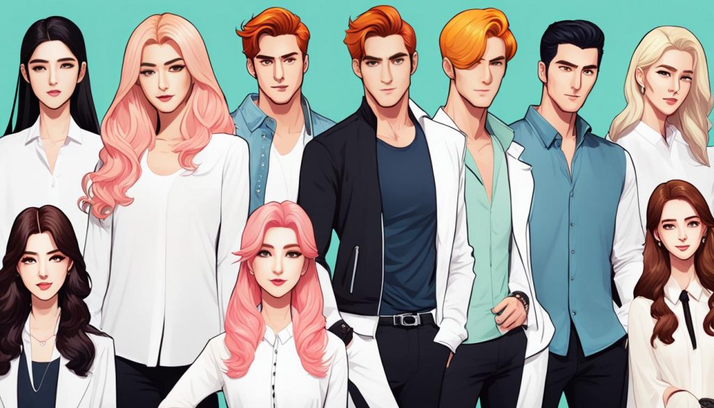 Tableau de caractères webtoon Tableau de caractères webtoon